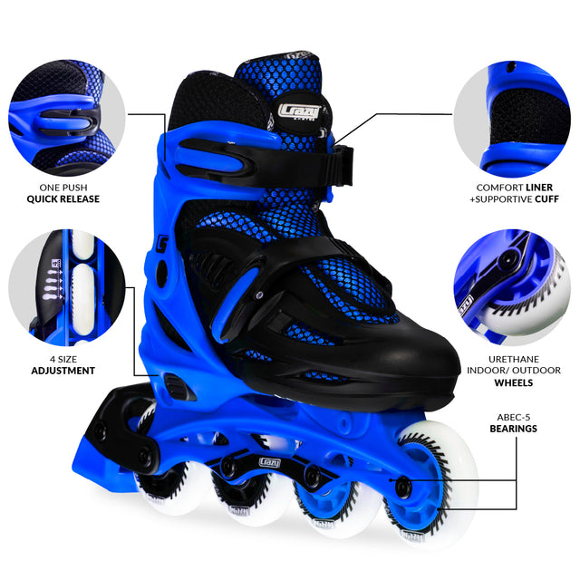 Crazy Skates Blade Blue Size Adjustable Inline Skates
