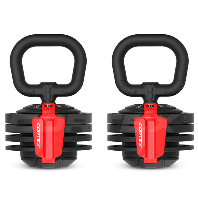 CORTEX Revolock V2 48kg Pair Set Adjustable Steel Dumbbell Barbell Kettlebell All-in-One