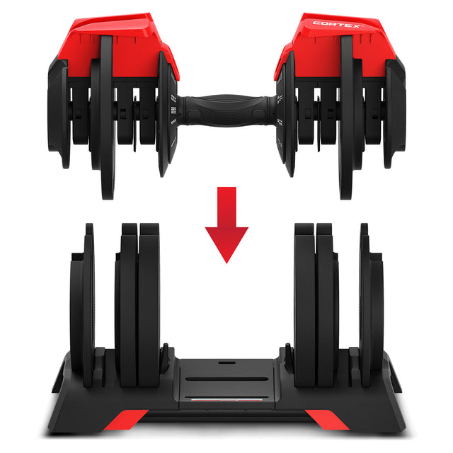 CORTEX Revolock V2 48kg Adjustable Dumbbell + Barbell + Kettlebell All-in-One Set with Stand (24kg Pair)