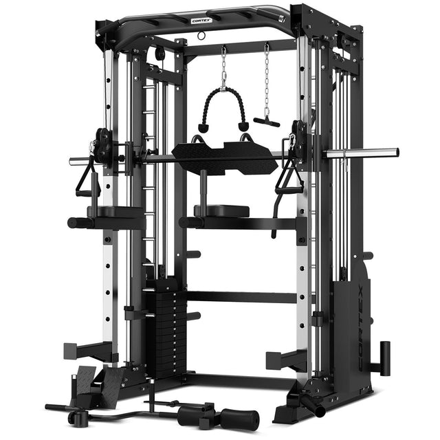 CORTEX SM-25 6-in-1 Power Rack with Smith & Cable Machine + BN9 Bench + 100kg Olympic Weight Plate & Barbell Package