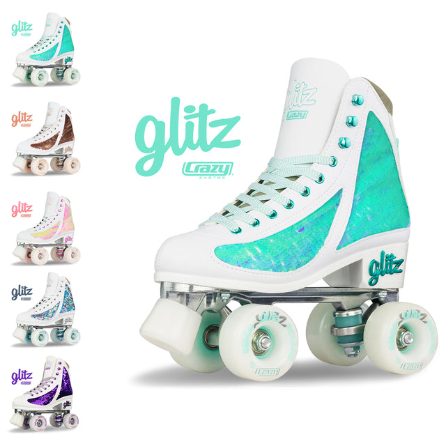 GLITZ Turquoise Size Adjustable Roller Skates