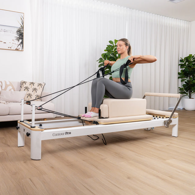 Lifespan Fitness Contour Pro Aluminum Pilates Reformer Bed Set (Beige)