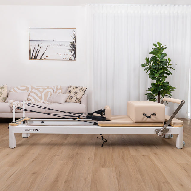 Lifespan Fitness Contour Pro Aluminum Pilates Reformer Bed Set (Beige)