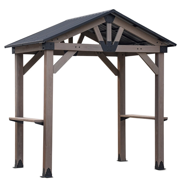 Yardtopia Oslo 2.4m x 1.8m BBQ/Grill Timber & Steel Gable Roof Gazebo