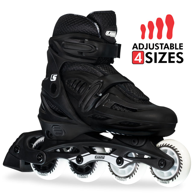 Crazy Skates Blade Black  Size Adjustable Inline Skates