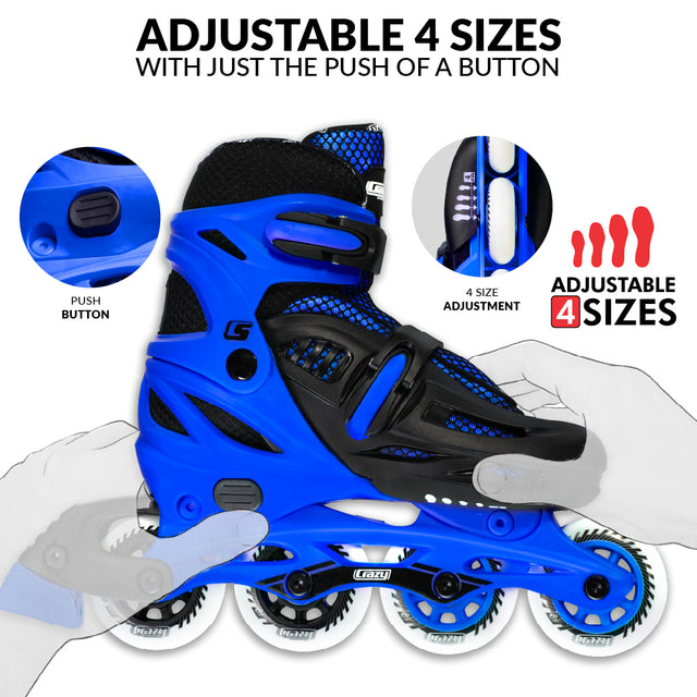 Crazy Skates Blade Blue Size Adjustable Inline Skates