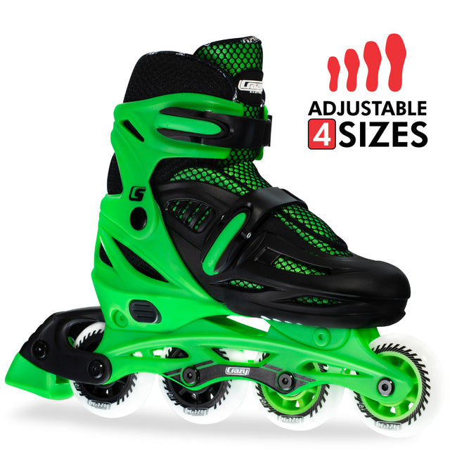Crazy Skates Blade Green Size Adjustable Inline Skates