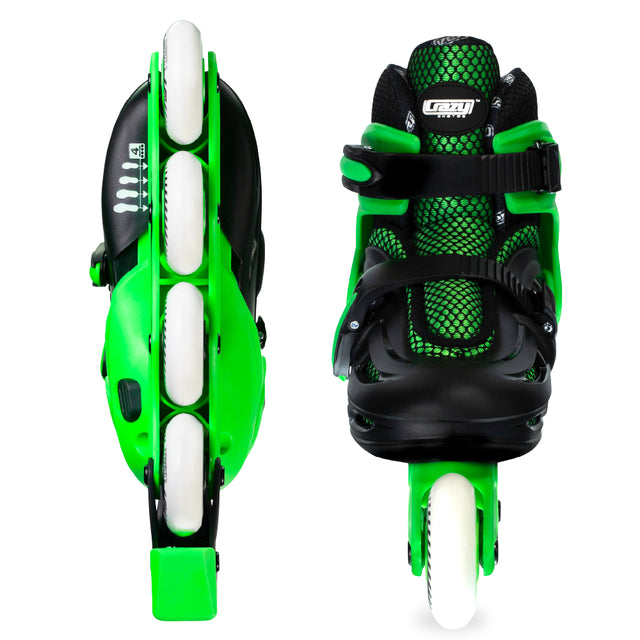 Crazy Skates Blade Green Size Adjustable Inline Skates