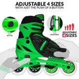 Crazy Skates Blade Green Size Adjustable Inline Skates