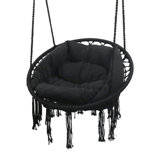Lifespan Kids Hammock Hanging Swing Chair with Cushions in Black