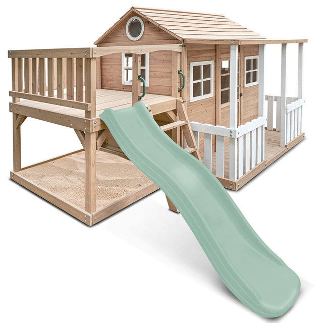 Lifespan Kids Finley Cubby House with 1.8m Slide (Pastel Green)
