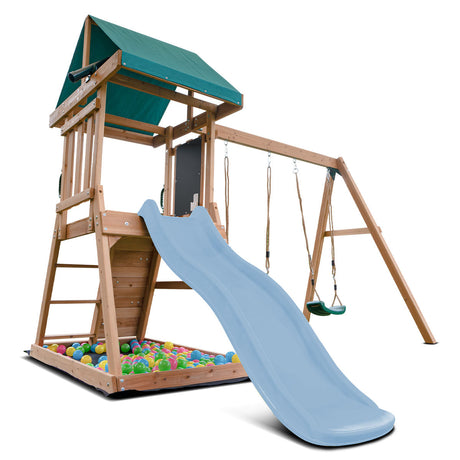 Lifespan Kids Greenvale Swing Set & Play Centre with 1.8m Slide (Pastel Blue)