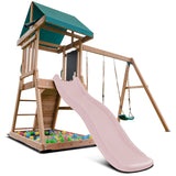 Lifespan Kids Greenvale Swing Set & Play Centre with 1.8m Slide (Pastel Pink)