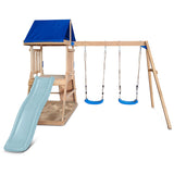 Lifespan Kids Hazelbrook Swing Set & Play Centre with 1.8m Slide (Pastel Blue)