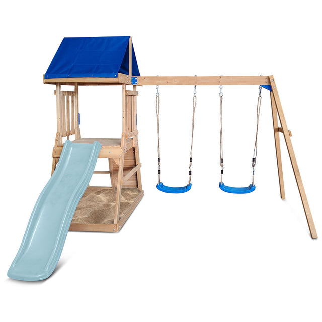 Lifespan Kids Hazelbrook Swing Set & Play Centre with 1.8m Slide (Pastel Blue)