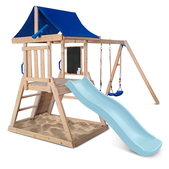 Lifespan Kids Hazelbrook Swing Set & Play Centre with 1.8m Slide (Pastel Blue)