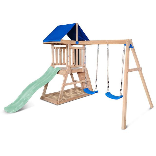 Lifespan Kids Hazelbrook Swing Set & Play Centre with 1.8m Slide (Pastel Green)