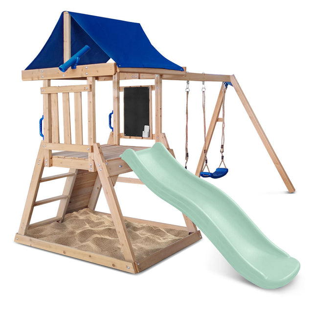 Lifespan Kids Hazelbrook Swing Set & Play Centre with 1.8m Slide (Pastel Green)