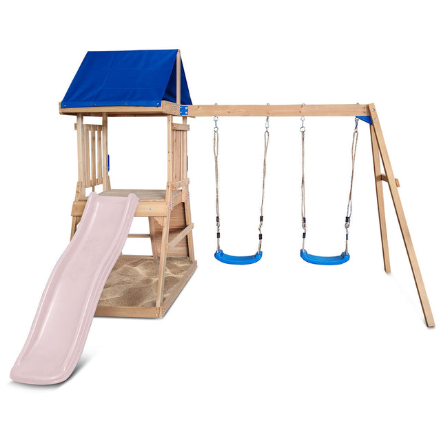Lifespan Kids Hazelbrook Swing Set & Play Centre with 1.8m Slide (Pastel Pink)