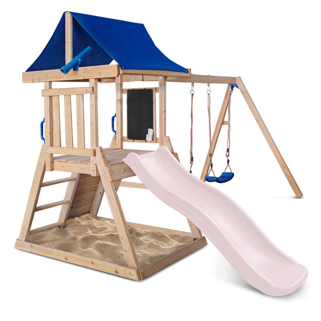 Lifespan Kids Hazelbrook Swing Set & Play Centre with 1.8m Slide (Pastel Pink)