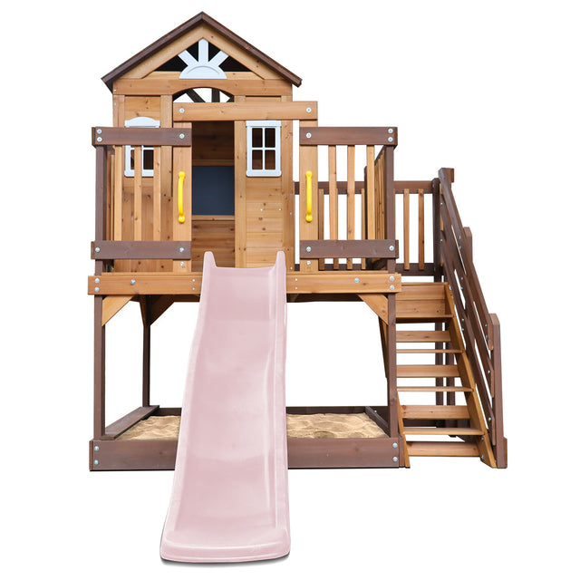 Lifespan Kids Silverton Cubby House with 1.8m Slide (Pastel Pink)