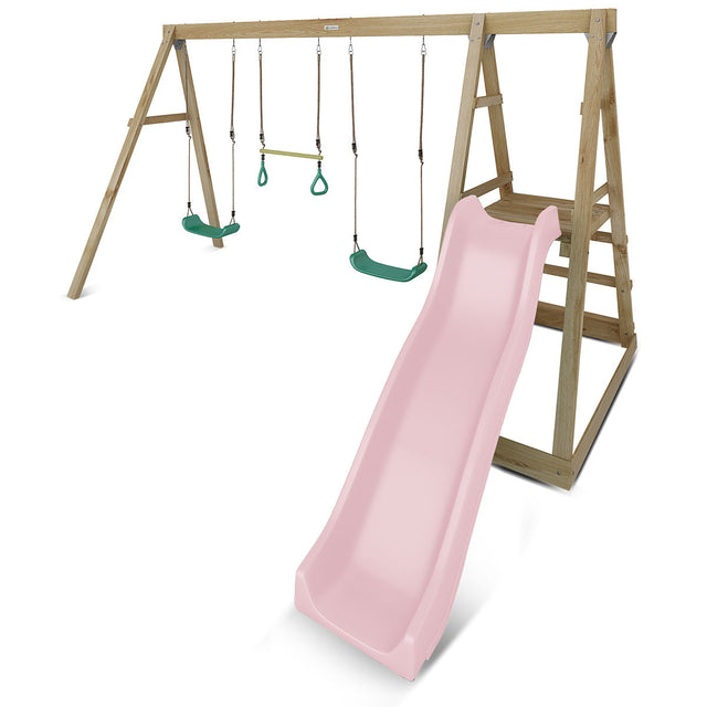Lifespan Kids Winston Swing Set with Climb & 1.8m Slide (Pastel Pink)