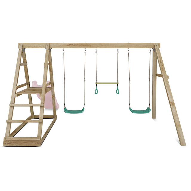 Lifespan Kids Winston Swing Set with Climb & 1.8m Slide (Pastel Pink)