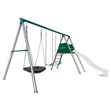 Lifespan Kids Europa Commercial Grade Steel Swing Set with Climb & 2.2m Slide (White)
