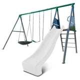 Lifespan Kids Europa Commercial Grade Steel Swing Set with Climb & 2.2m Slide (White)