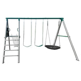 Lifespan Kids Europa Commercial Grade Steel Swing Set with Climb & 2.2m Slide (White)