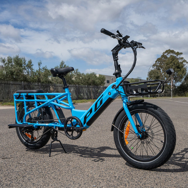 Progear Bikes E-Moover Cargo Bike + Transporter Kit - Electric Blue