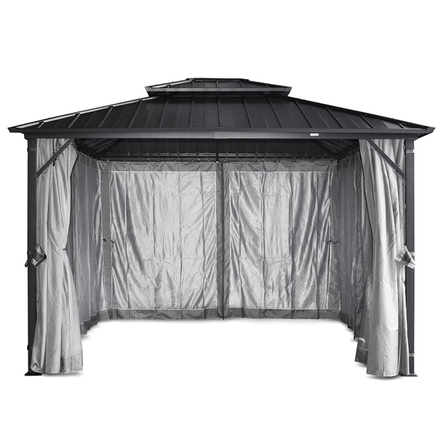 Yardtopia Aspendale Metal Gazebo Set with Mosquito Netting and Curtain