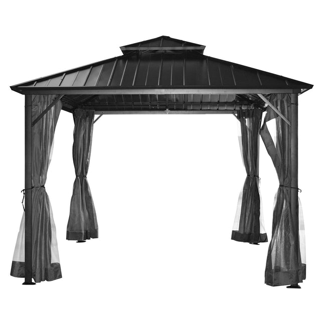 Yardtopia Aspendale Metal Gazebo Set with Mosquito Netting and Curtain
