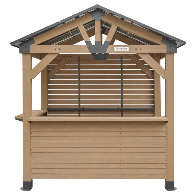 Yardtopia Oslo 2.4m x 1.8m Outdoor Timber & Steel Gable Roof Gazebo - Bar Set