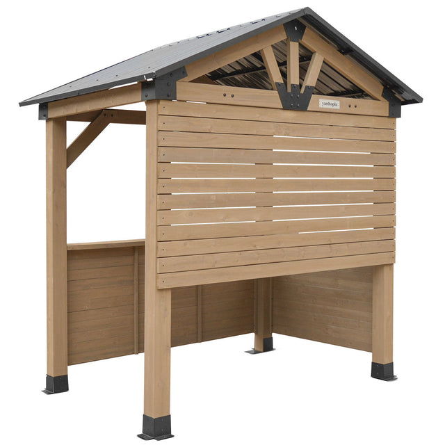 Yardtopia Oslo 2.4m x 1.8m Outdoor Timber & Steel Gable Roof Gazebo - Bar Set