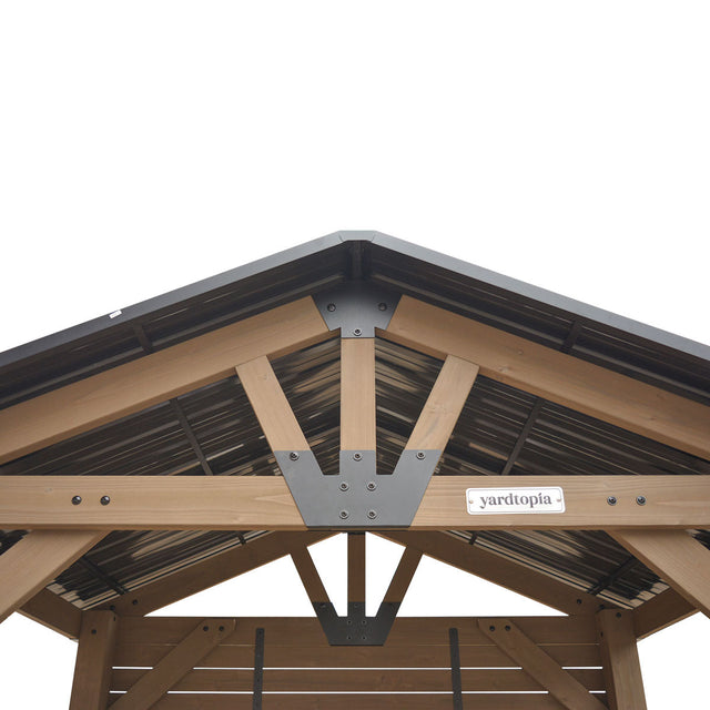 Yardtopia Oslo 2.4m x 1.8m Outdoor Timber & Steel Gable Roof Gazebo - Bar Set