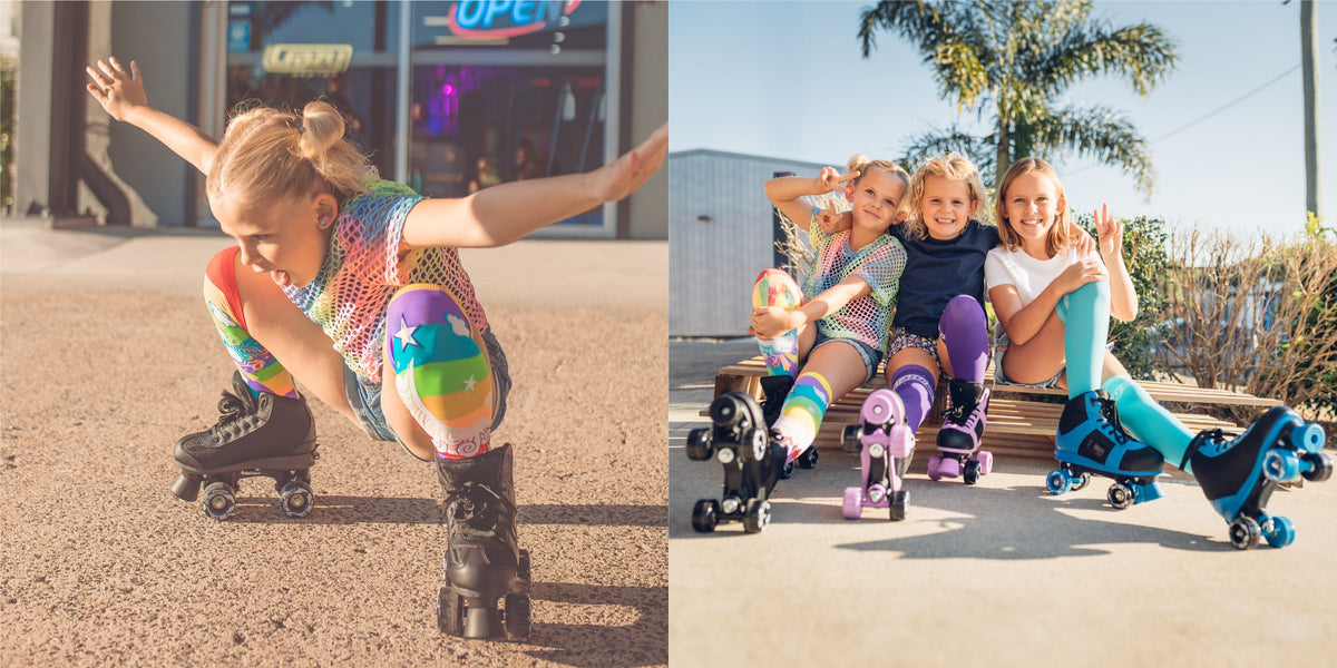 Kids roller skating in size-adjustable skates